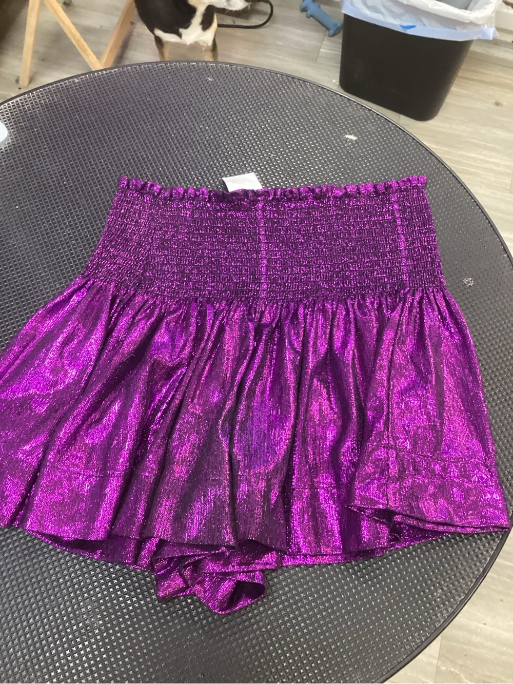 QUEEN OF SPARKLES Metallic Fuchsia Smocked Waist Skort
